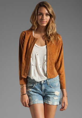 Plenty By Tracy Reese Suede Fringed Jacket in Adobe - Lyst