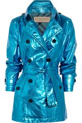 Burberry Brit Short Metallic Coated cotton Trench Coat
