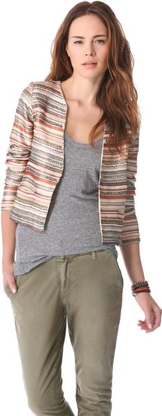 Love Sam Embroidered Stripe and Sequin Jacket - Lyst
