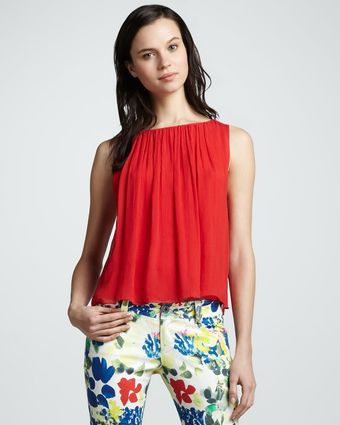 Alice + Olivia Gathered Sleeveless Tank - Lyst