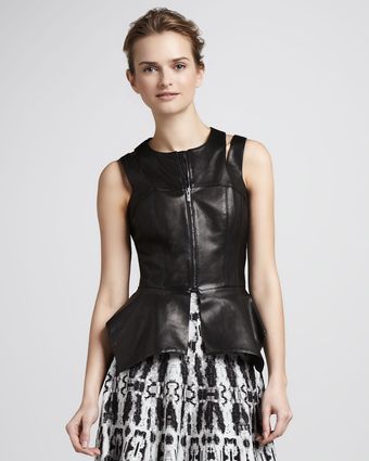 BCBGMAXAZRIA Leather Cut-Out Vest - Lyst