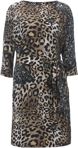 Biba Leopard and Lace Printed Shift Dress - Lyst