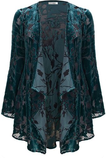 Ann Harvey Emerald and Black Devore Leaf Jacket - Lyst