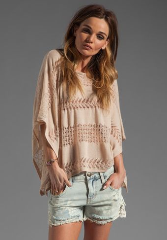 Autumn Cashmere Pointelle Stitched Poncho in Biscotti - Lyst