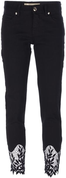 Blumarine Lace Detail Cropped Trouser - Lyst