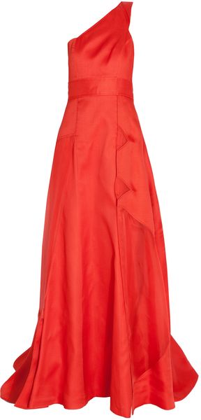 Carolina Herrera Asymmetric Gazar Gown - Lyst