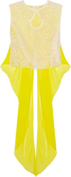 Delpozo Broderie Anglaise Organza and Silkchiffon Top - Lyst
