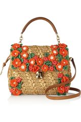 Dolce & Gabbana Miss Dolce Raffia and Leather Shoulder Bag