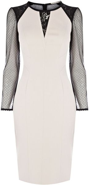Karen Millen Graphic Lace Insert Dress - Lyst