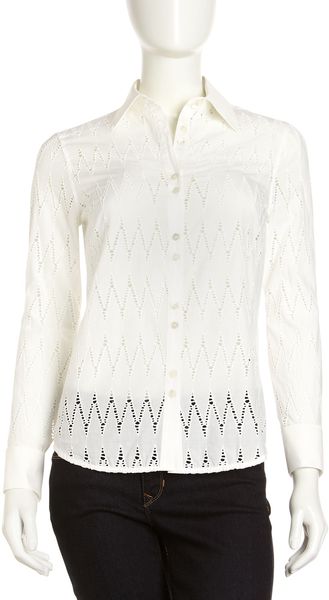 L.a.m.b. Chevron Eyelet Blouse - Lyst