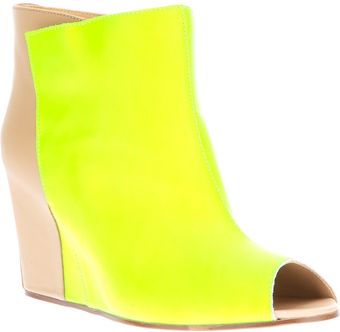 Maison Martin Margiela Twotone Peep Toe Wedge Ankle Boot - Lyst
