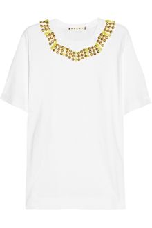 Marni Embellished Cotton Jersey T Shirt - Lyst