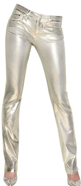 Blumarine Hand Waxed Stretch Cotton Denim Jeans - Lyst