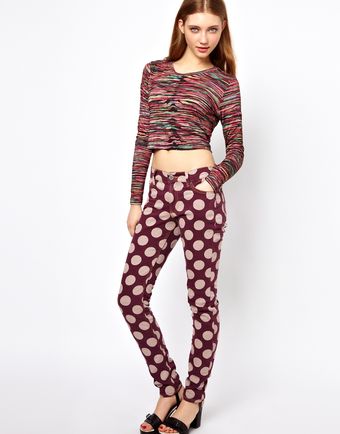 House Of Holland Skinny Jeans with Polka Dot Print - Lyst