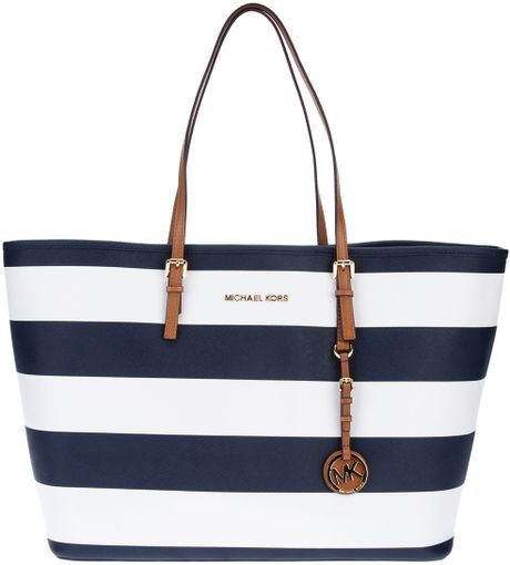 michael kors bag blue and white stripes