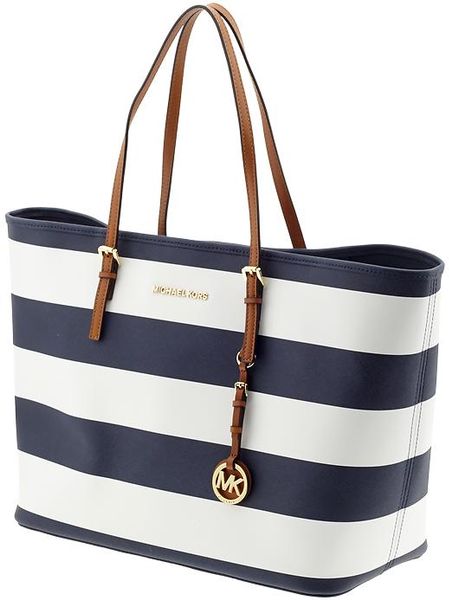Michael By Michael Kors Jet Set Travel Medium Tote in Blue (navywhite ... Michael By Michael Kors Jet Set Travel Medium Tote in Blue (navywhite ...