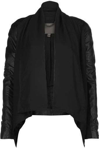 Muubaa Black Waterfall Front Leather Jacket - Lyst