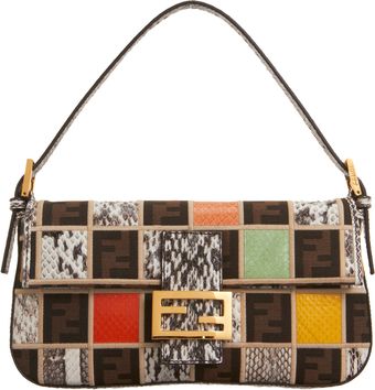 Fendi Exotic Patchwork Baguette Bag - Lyst