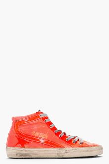 Golden Goose Deluxe Brand Neon Orange Leather Canvas Slide Sneakers - Lyst
