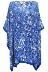 Issa Royal Blue Printed Poncho
