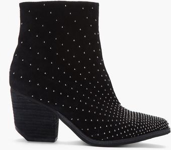 Jeffrey Campbell Black Suede Studded Pointy Toe Boots - Lyst