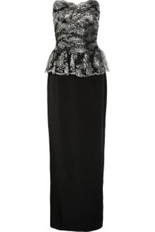 Notte By Marchesa Lace-Embellished Silk Gown - Lyst