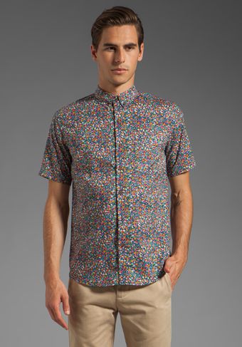 Vanishing Elephant Classic Short Sleeved Shirt in Blue Floral - Lyst