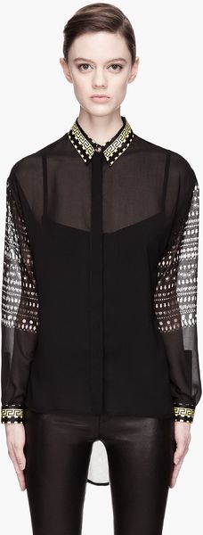 Versace Black Cut Out Open Back Blouse - Lyst