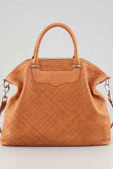 Rebecca Minkoff Bonnie Box Woven Leather Satchel Bag - Lyst