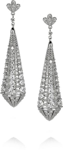 Kenneth Jay Lane Rhodiumplated Cubic Zirconia Earrings - Lyst
