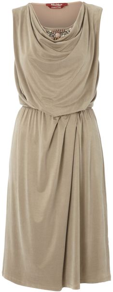 Max Mara Studio Diogini Belted Cowl Neck Dress with Jewel Detail - Lyst