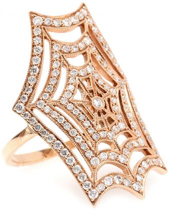 Stone 18kt Pink Gold Spider Spirit Ring with White Pavé Diamonds - Lyst