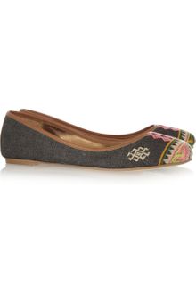 Twelfth Street by Cynthia Vincent Sage Embroidered Twill Ballet Flats - Lyst