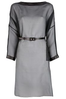 Valentino Sheer Lambskin Trim Dress - Lyst