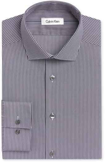 Calvin Klein Steel No Iron Gun Metal Narrow Stripe Long Sleeve Shirt - Lyst