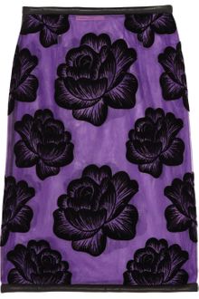 Christopher Kane Leathertrimmed Flocked Tulle Pencil Skirt - Lyst
