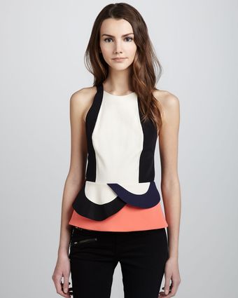 Diane Von Furstenberg Eon Colorblock Peplum Top - Lyst