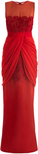 Giambattista Valli Lace and Georgette Draped Dress - Lyst
