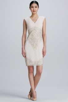 Sue Wong V Neck Cocktail Dress - Lyst