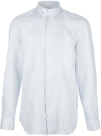 Emporio Armani Pleated Button Down Shirt - Lyst