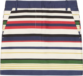 J.Crew Striped Cotton Blend Mini Skirt - Lyst