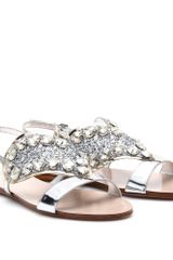 Miu Miu Leather Sandals with Embellished Heart