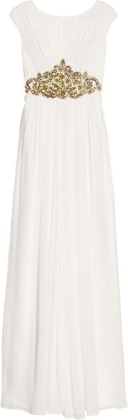 Notte By Marchesa Embellished Pleated Silk-chiffon Gown - Lyst