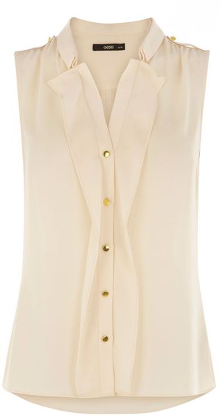 Oasis Sleeveless 2 Collar Frill Shirt - Lyst