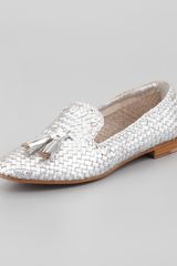 Prada Madras Metallic Woven Tassel Loafer