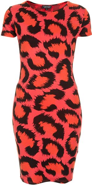 Topshop Leopard Cutout Bodycon Dress - Lyst