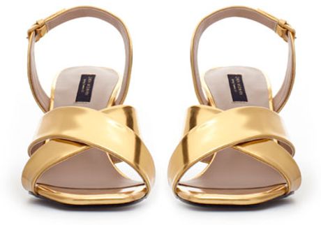 Zara Crossover Sling Back Sandal in Gold - Lyst