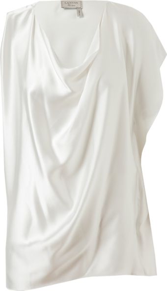 Lanvin Draped Satin Top - Lyst