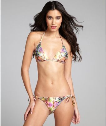 Ondademar Purple Snake Print Samba Stretch Nylon String Bikini Bottoms - Lyst