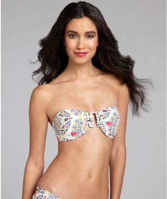 Ondademar White Printed Stretch Nylon Havana Bandeau Ubar Top - Lyst